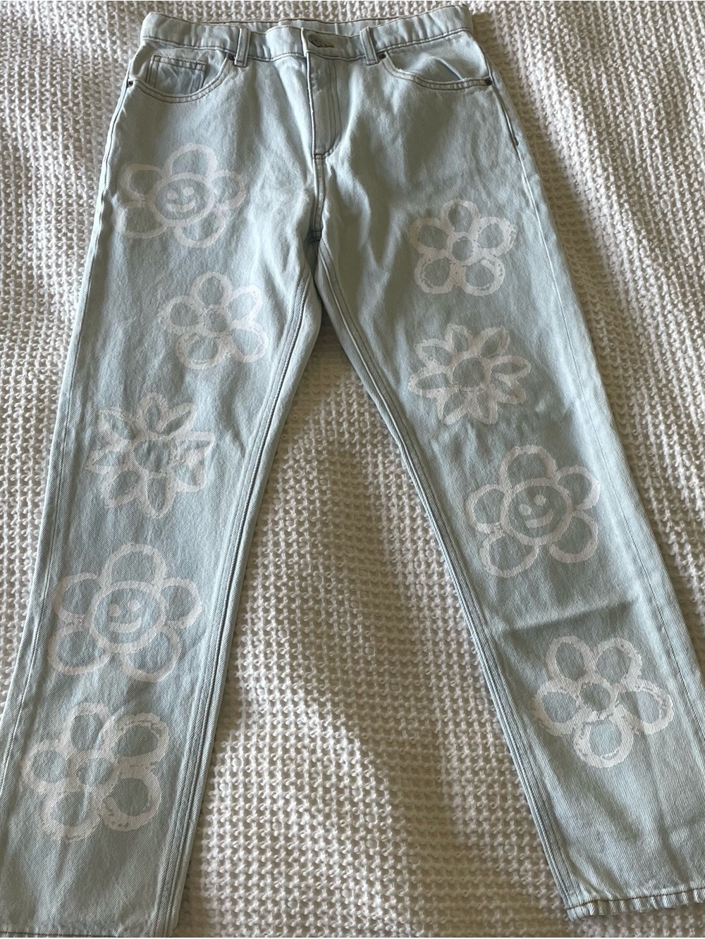 PacSun Light Blue Jeans with White Floral Print
